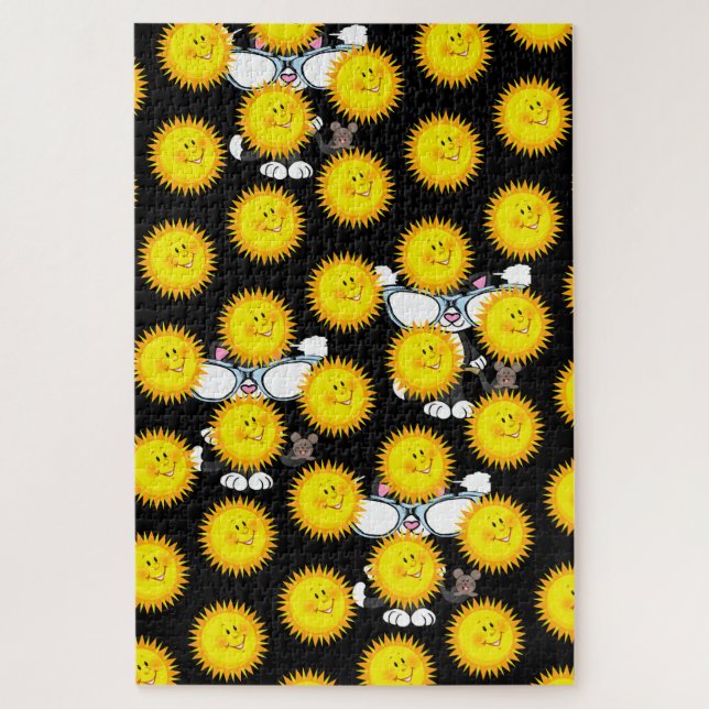 Puzzles Challenging Sun Black Cat Derrière (Vertical)
