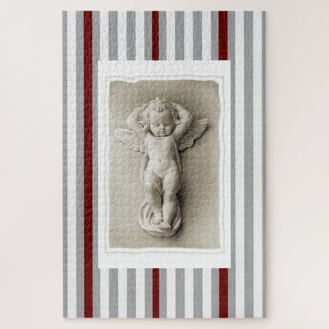 Puzzles Challenging White Burgundy Angel (Vertical)