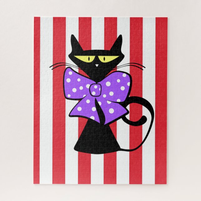 Puzzles Chat Noir Rouge & Blancs (Vertical)