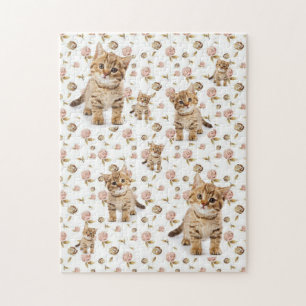 Puzzles Chat Rose Fleurs Roses