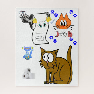 Puzzles Chats Chatons Os de poisson Papier toilett