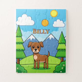 PUZZLES: CHILDRENS Cute Dog & Mountains Kids Jigsaw Puzzle
