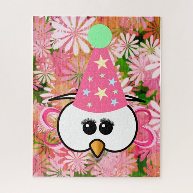 Puzzles Chouette rose florale (Vertical)