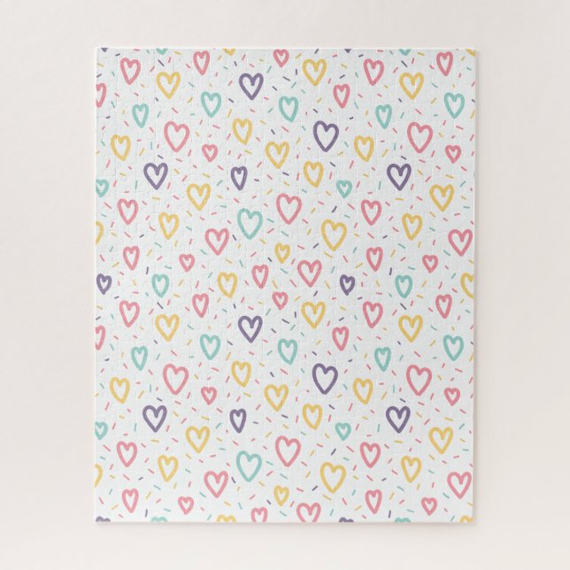 Puzzles Colorful Hearts Happy Valentine's Day  (Vertical)