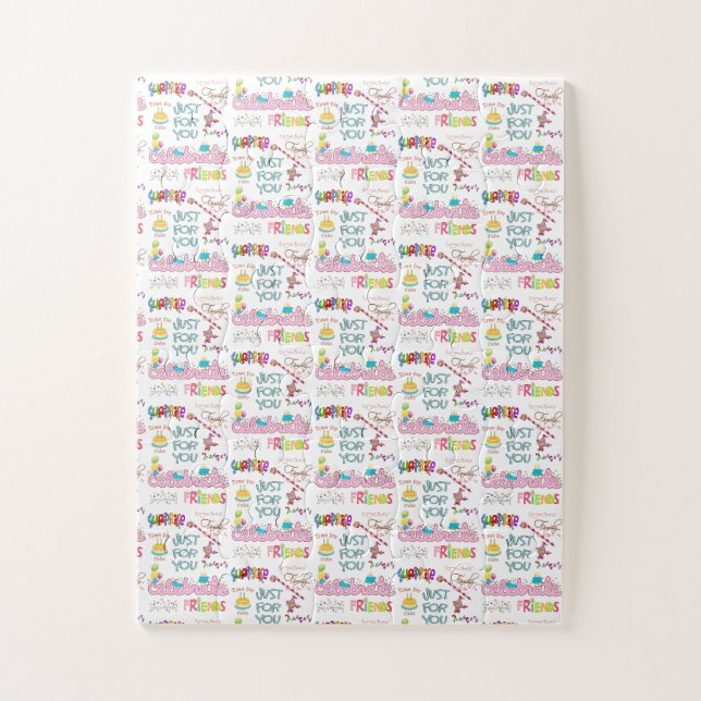 Puzzles Colourful Happy Birthday Friends Family  (Vertical)