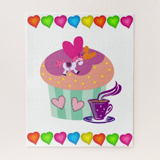 Puzzles Colourful Hearts Cupcake (Vertical)