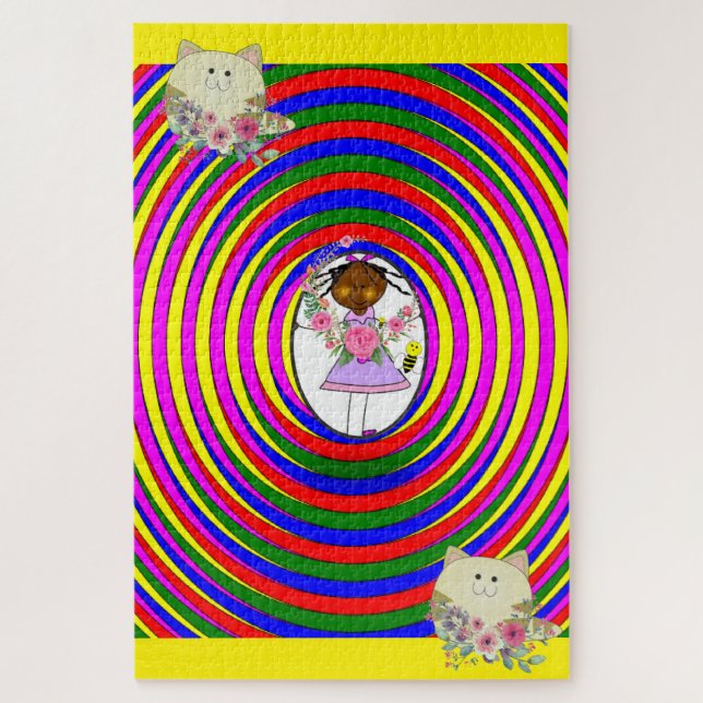 Puzzles Couleurs Difficiles Fille Chats Chatons (Vertical)