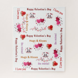 Puzzles Couple Red Hearts Happy Valentine's Day 