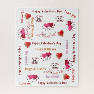 Puzzles Couple Red Hearts Happy Valentine's Day