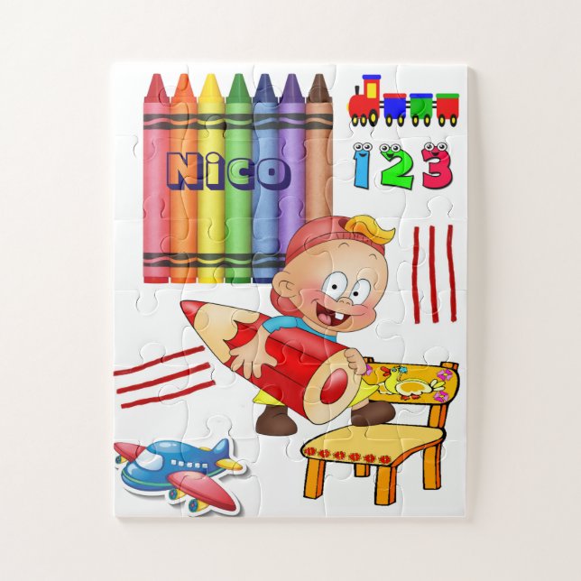 Puzzles Crayons Avion Trains Nombre (Vertical)