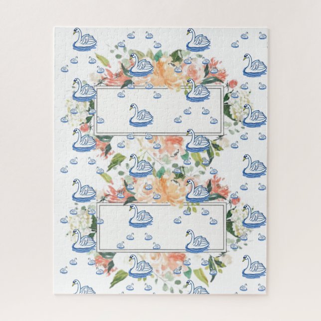 Puzzles cygne blanc floral (Vertical)