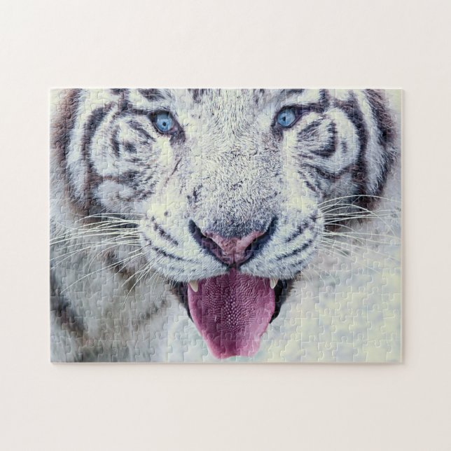 Puzzles de scie sauvage, gros tigre blanc (Horizontal)