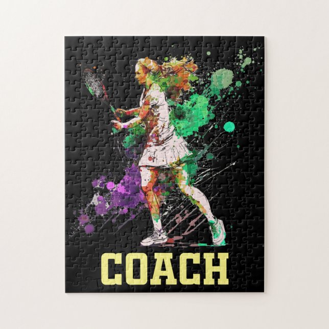 Puzzles de tennis pour entraîneur femme (Vertical)