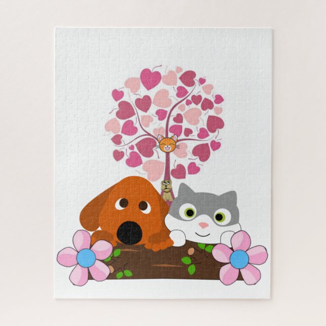 Puzzles Dog Cat Floral (Vertical)