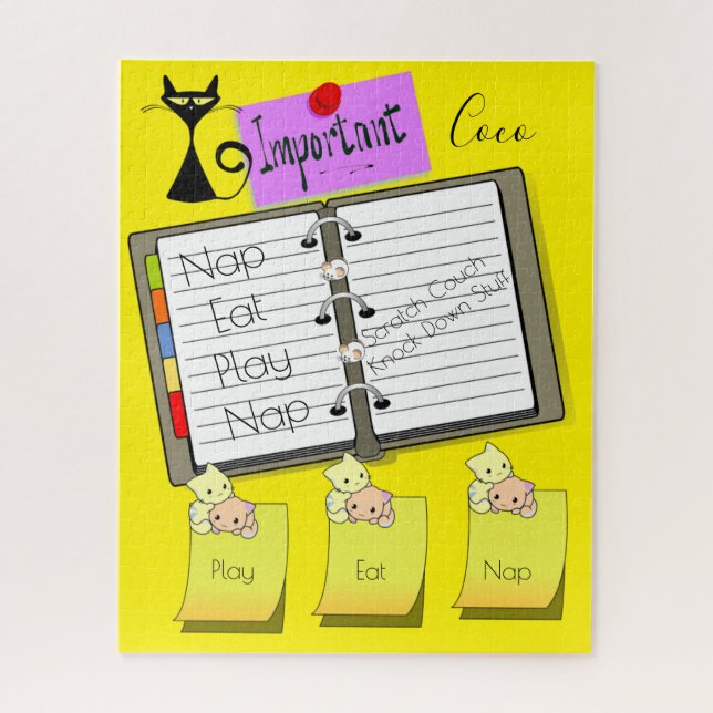 Puzzles Feline Cat Kitten Eat Nap Play Notes (Vertical)
