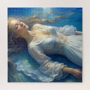 Puzzles fille dans une robe dans l'art du lac