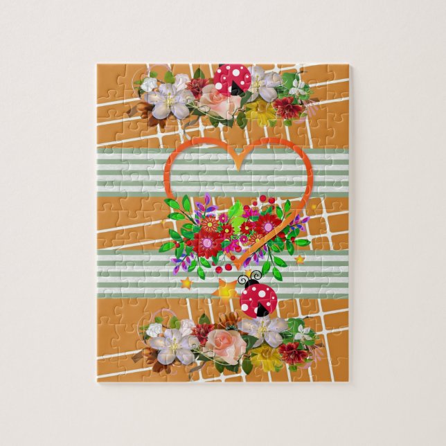 Puzzles Fleurs florales rayées (Vertical)