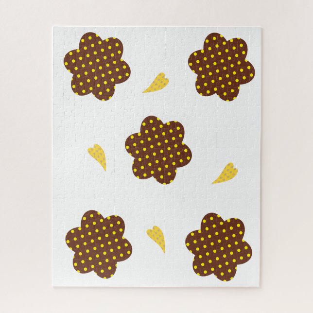 Puzzles Fleurs Jaunes et Brown Coeurs (Vertical)