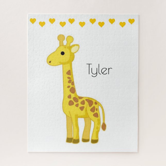 Puzzles Giraffe Jaune Coeurs Jaunes (Vertical)