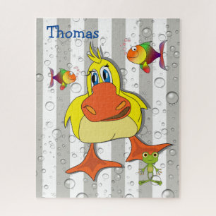 Puzzles Grey & White Stripe Fish Duck