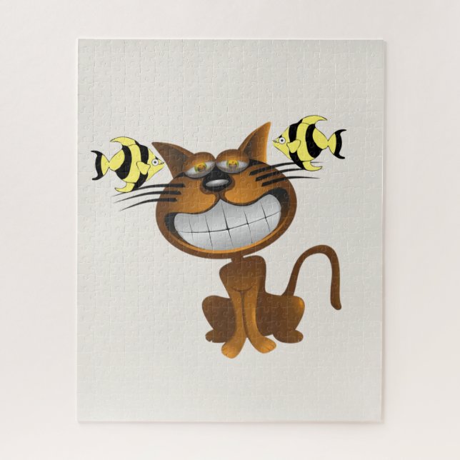 Puzzles Gris Chat Poisson (Vertical)