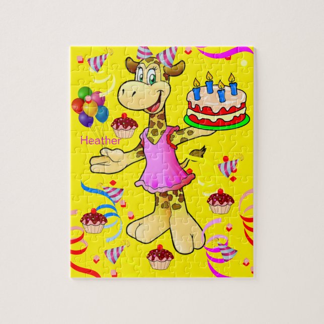 Puzzles Happy Birthday Giraffe Yellow (Vertical)