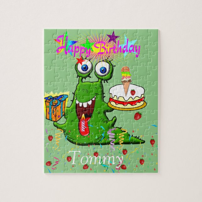 Puzzles Happy Birthday Green Monster (Vertical)