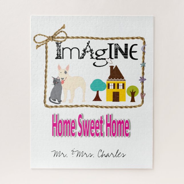 Puzzles Home Sweet Home, Chien Chat House (Vertical)