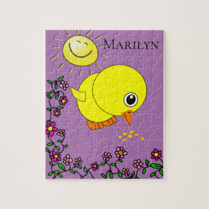 Puzzles Jaune Chick Floral Purple