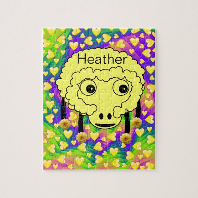 Puzzles Jaune Mouton Jaune Coeurs Jaunes Floral (Vertical)