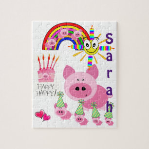 Puzzles Joyeux Anniversaire Cochons Roses