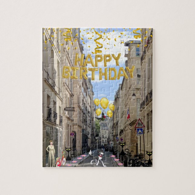 Puzzles Joyeux Anniversaire Paris France Femme Flo (Vertical)