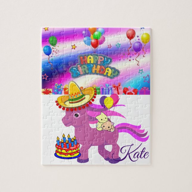 Puzzles Joyeux Anniversaire Pony Kittens Cake (Vertical)