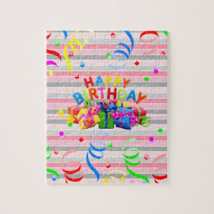 Puzzles Joyeux Anniversaire rose