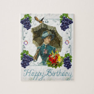 Puzzles Joyeux Anniversaire Vintage femme Floral
