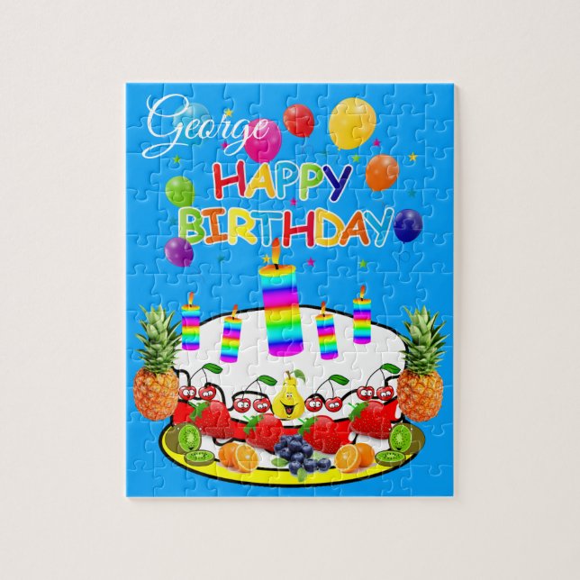 Puzzles Joyeux gâteau aux fruits d'anniversaire (Vertical)
