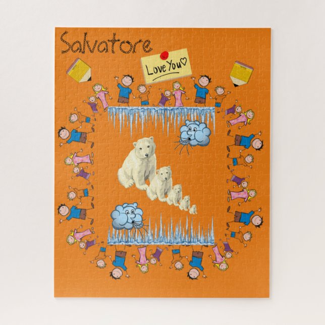 Puzzles Love Kids Polar Bears Clouds (Vertical)