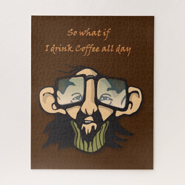 Puzzles Man Glasses Coffee (Vertical)
