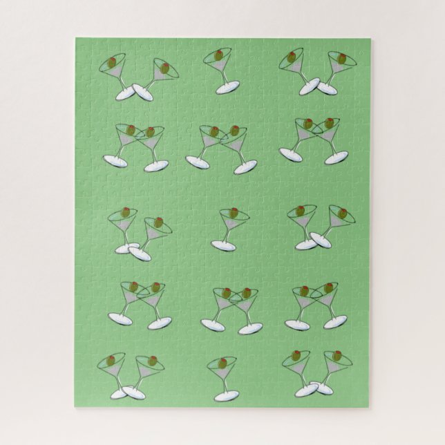 Puzzles Martini Glasses Green (Vertical)