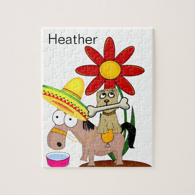 Puzzles Mexique Donkey Dog Floral (Vertical)