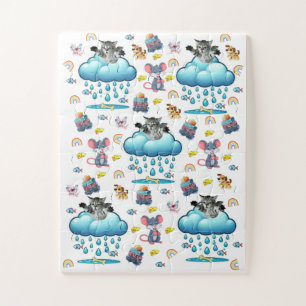 Puzzles Mignon Chat Chien et Souris Fromage Os de