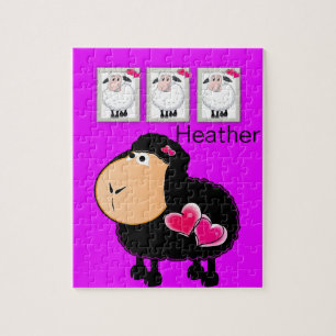 Puzzles Moutons Coeurs rose pourpre