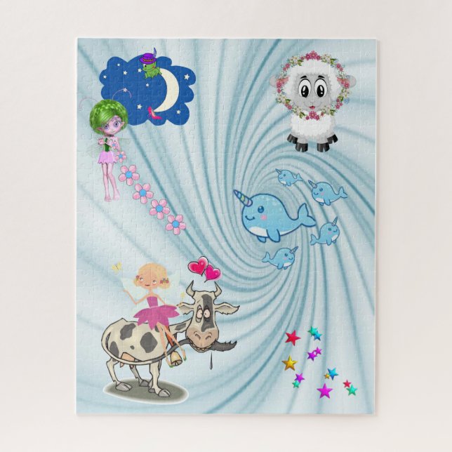 Puzzles Narwhal Vache Moutons Étoiles Floral (Vertical)