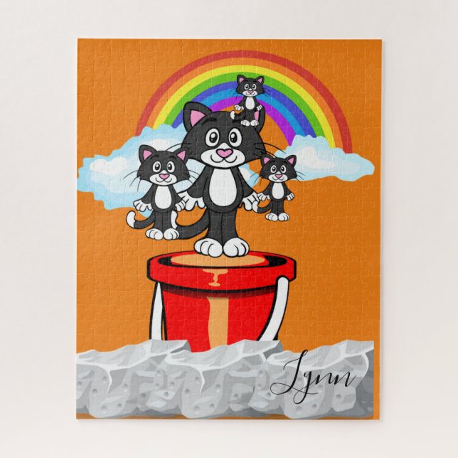 Puzzles Orange Chats Arc-en-ciel (Vertical)