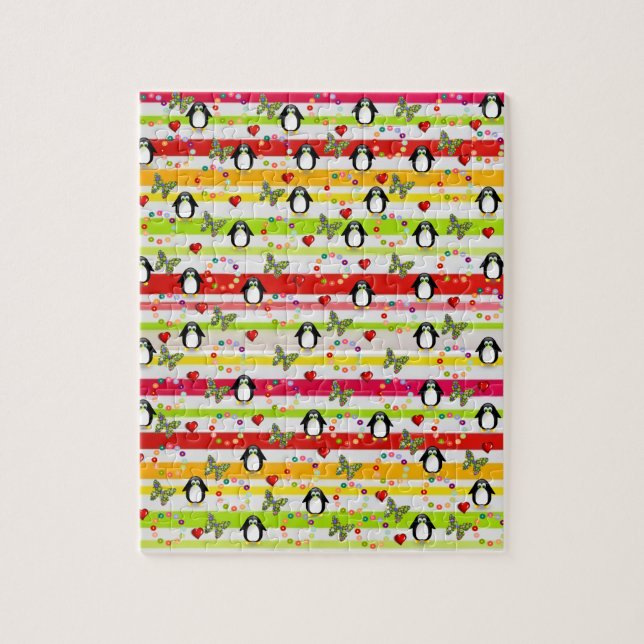 Puzzles Papillon Penguin Coeurs rouges (Vertical)