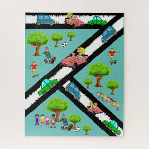 Puzzles Park Cars Kids Playing Dog