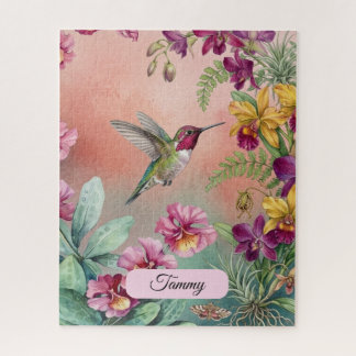 PUZZLES: Personalized Hummingbird and Floral Jigsaw Puzzle