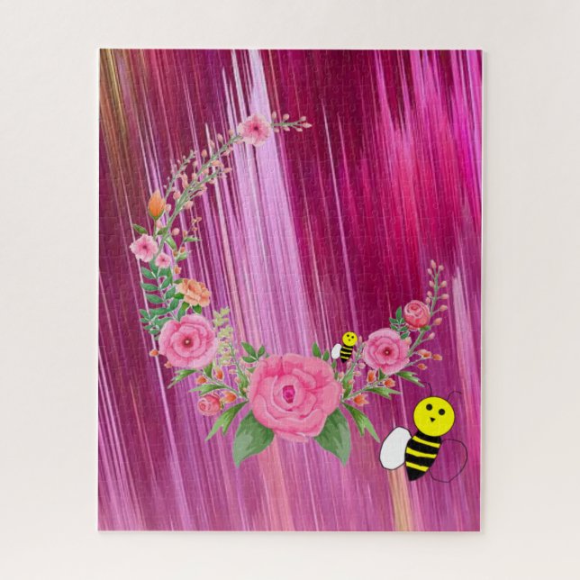 Puzzles Pinceau rose Bumblebee Floral (Vertical)