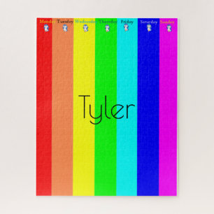 Puzzles Pingouin à rayures colorées Jours de la se