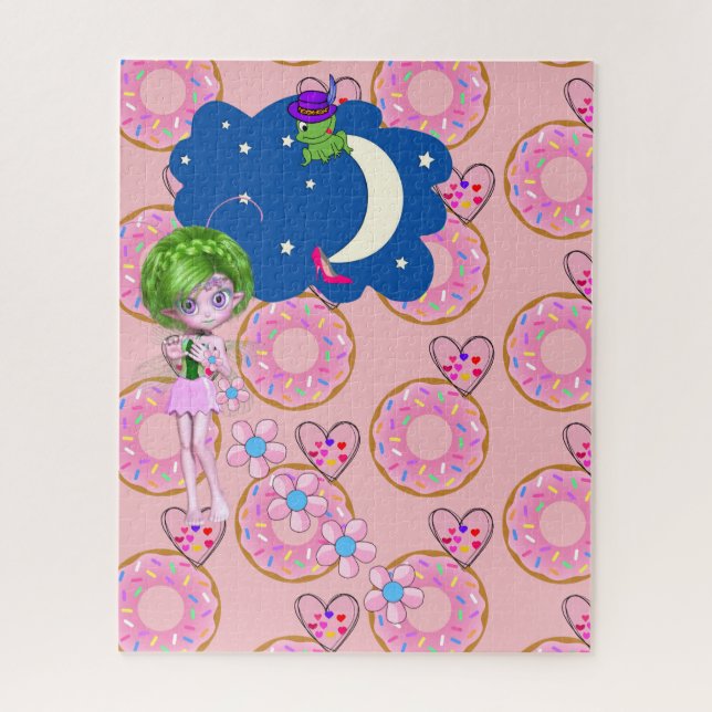 Puzzles Pink Fairy Doughnuts Hearts Floral (Vertical)